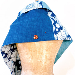 スカーフNo.119 *仲夏夜之夢*設計師手作手繪風格小瓢蟲印花藍色圍巾 披肩 第12張的照片