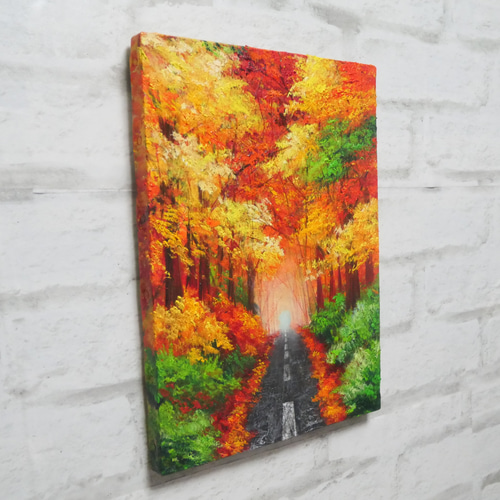 油絵 油彩 油彩画 絵画【紅葉の道】 絵画 HR 通販 11689668