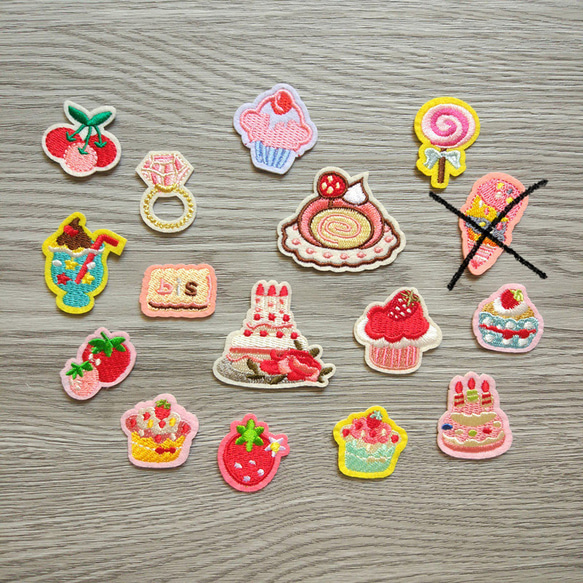 ☆16こセット☆ スイーツ大好きセット 刺繍ワッペン アイロン ☆16こセット☆ スイーツ大好きセット 刺繍ワッペン アイロン