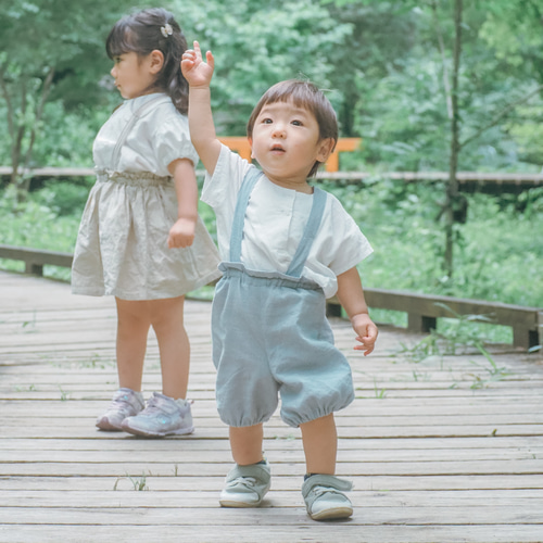 かぼちゃパンツサロペット(ライトブルー) ☆ベビー服 女の子 男の子 80 