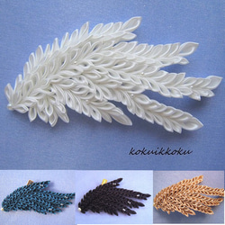 髮飾 / 頭飾 [旋鈕工作] 羽毛圖案 bonne / 耳環套裝 / 白色 用於婚禮和 seijin-shiki！ 第1張的照片