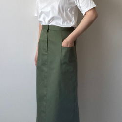 ≪受注製作≫ロングタイトスカート　コットンツィル グリーン 2枚目の画像