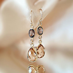 14KGF/ SMOKY TOPAZ ORANGE MORGANITE EARRINGS 1枚目の画像