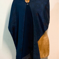 スカーフNo.248 *心上人*設計師手作日本傳統工法十字星星藍黑色幻彩圍巾 第6張的照片