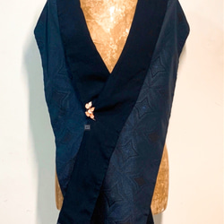 スカーフNo.248 *心上人*設計師手作日本傳統工法十字星星藍黑色幻彩圍巾 第8張的照片