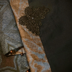 スカーフNo.248 *心上人*設計師手作日本傳統工法十字星星藍黑色幻彩圍巾 第4張的照片
