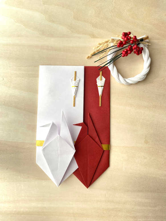 折鶴のぽち袋　のし袋　(日本のお包みで贈る) 2枚目の画像
