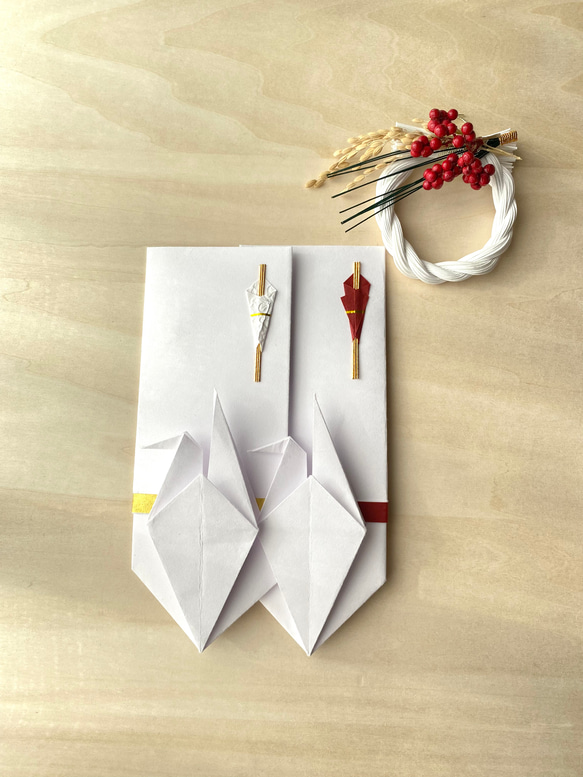 折鶴のぽち袋　のし袋　(日本のお包みで贈る) 4枚目の画像