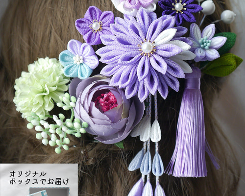 銀かんざし 花と波の模様 オリジナル箱入り 銀かんざし 花と波 模様