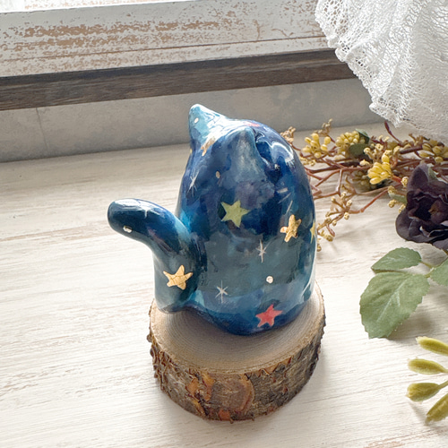 再販】日常の空 にゃんこペーパーウェイト / 陶器 置物 デスク 青空