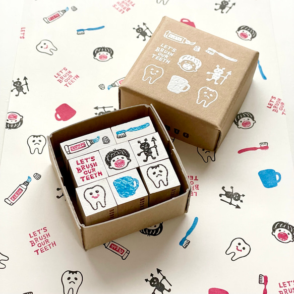 NEW 歯を磨きましょうラバースタンプセット はんこ ゴム印【ミニ
