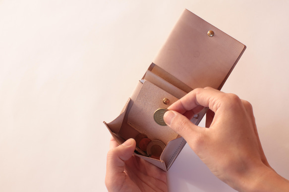 薄型財布　-ecke-エッケ　glau　グレイ　　牛革　タンニン鞣し 5枚目の画像