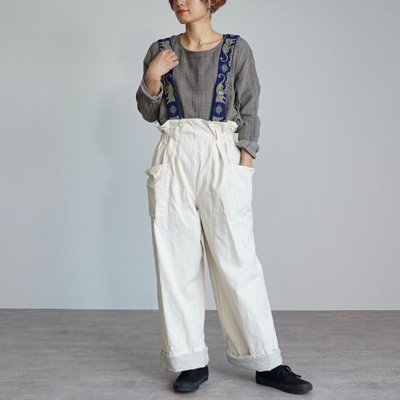 2way 寬工裝褲/本色/Mikawa 紡織斜紋組織 第1張的照片