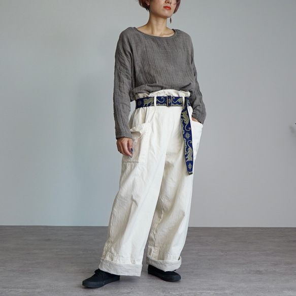 2way 寬工裝褲/本色/Mikawa 紡織斜紋組織 第2張的照片
