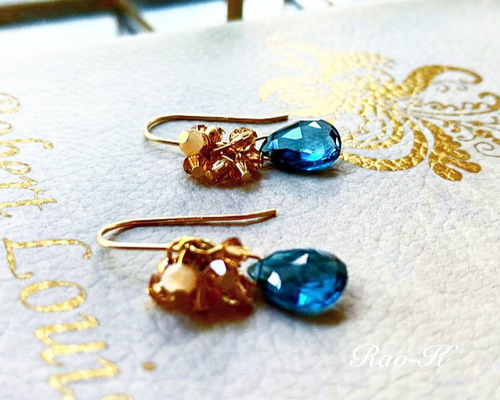 ✨14kgfロンドンブルートパーズのピアス/イヤリング ピアス（フック