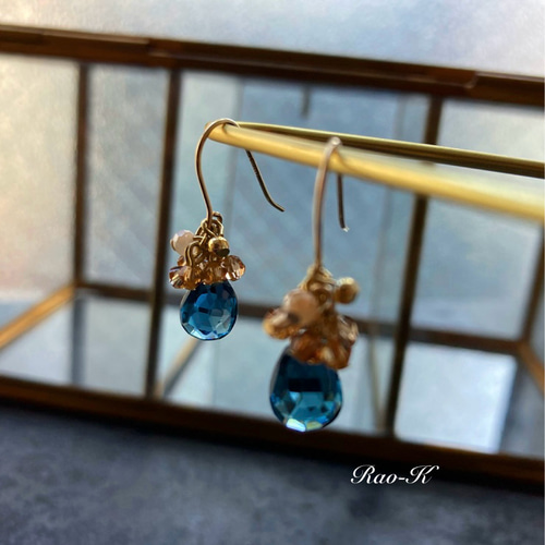 ✨14kgfロンドンブルートパーズのピアス/イヤリング ピアス（フック