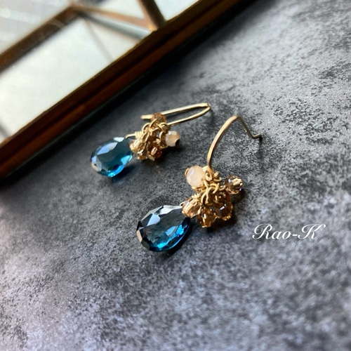 ✨14kgfロンドンブルートパーズのピアス/イヤリング ピアス（フック