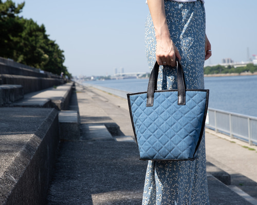 A4可 美品 トリーバーチ デニム トートバッグ キルティング