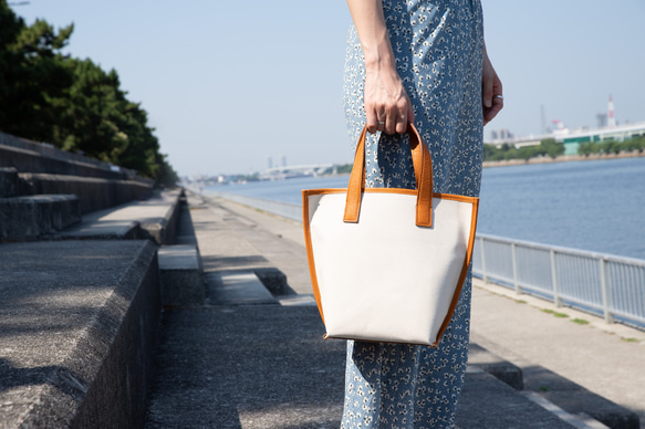 帆布 レザー トートバッグ レディース 小さめ 日本製 キャメル