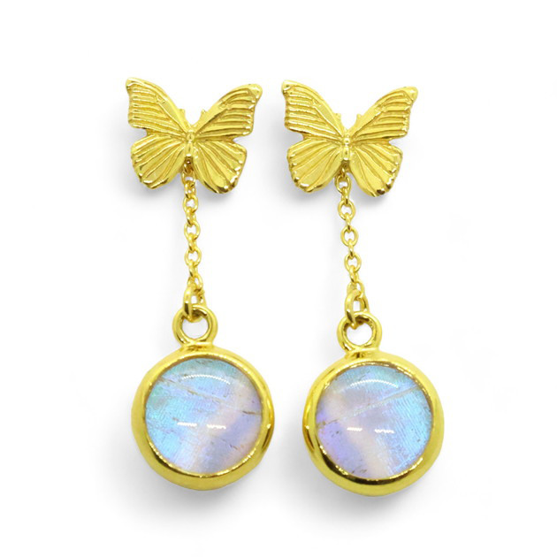 本物の蝶の羽　2wayロングピアス　スルコウスキーモルフォ　[zps013g-sul]