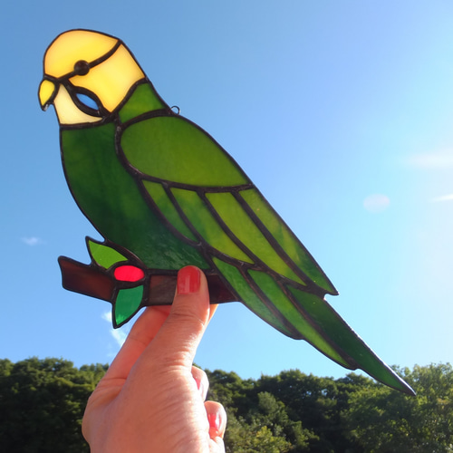 受注制作】ステンドグラス セキセイインコ サンキャッチャー
