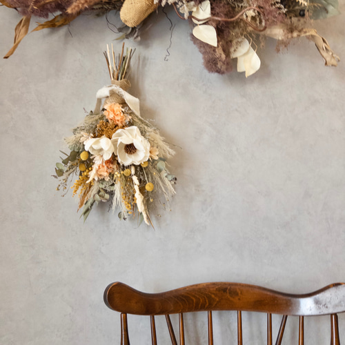 アネモネとミモザのドライフラワースワッグ/ミニブーケ スワッグ howdy  