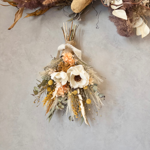 アネモネとミモザのドライフラワースワッグ/ミニブーケ スワッグ howdy  