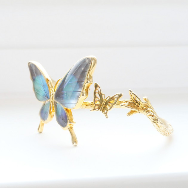 本物の蝶の羽　舞蝶バングル　ドクソコパチェルビナ　[zps034g-gr]