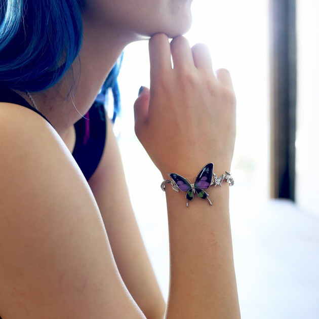 本物の蝶の羽　舞蝶バングル　ドクソコパチェルビナ　[zps034g-gr]