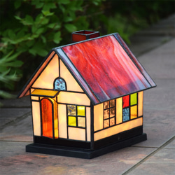 ガーデン ライト ハウス1 屋外用 防雨型 ステンドグラス 屋外 照明 外灯 庭園灯 ガーデニング 雑貨 1枚目の画像