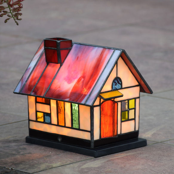ガーデン ライト ハウス1 屋外用 防雨型 ステンドグラス 屋外 照明 外灯 庭園灯 ガーデニング 雑貨 2枚目の画像