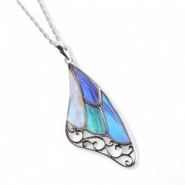本物の蝶の羽　上翅デザインネックレス 　モルフォ　[zps039r-morpho]