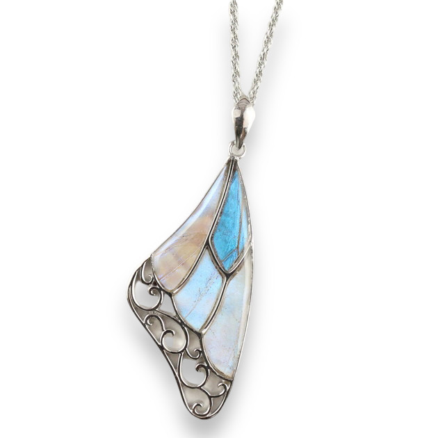 本物の蝶の羽　上翅デザインネックレス ゼフィリティスモルフォ / スルコウスキーモルフォ　[zps039r-zs]