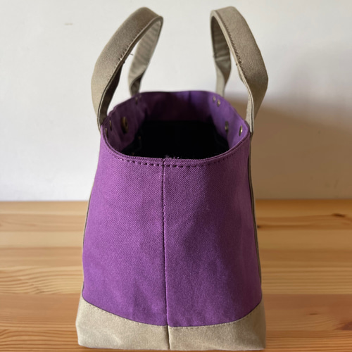 浜松産帆布【見っけバッグ】［横長トート 紫×グレーベージュ］ トート