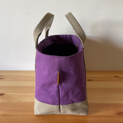 浜松産帆布【見っけバッグ】［横長トート　紫×グレーベージュ］ 3枚目の画像
