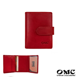 【OMC】義大利植鞣革5卡1照直式牛皮小短夾(95164紅色) 第1張的照片