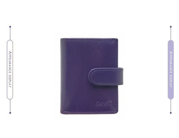 【OMC】義大利植鞣革5卡1照直式牛皮小短夾(95164紫色) 第7張的照片