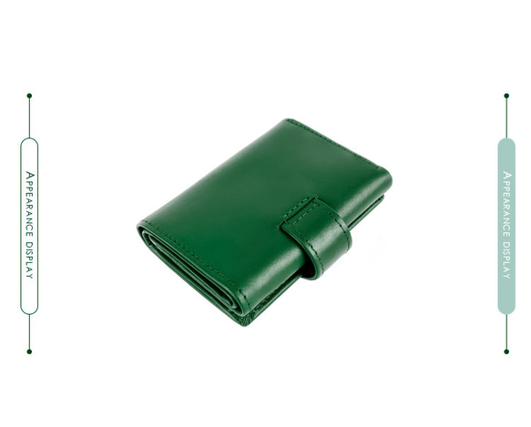 【OMC】義大利植鞣革5卡1照直式牛皮小短夾(95164綠色) 第6張的照片