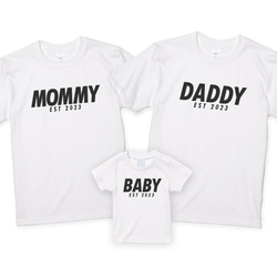 家族Tシャツ 3枚セット マタニティ ウェディングフォトに ファミリーTシャツ DADDY MOMMY BABY F04 1枚目の画像