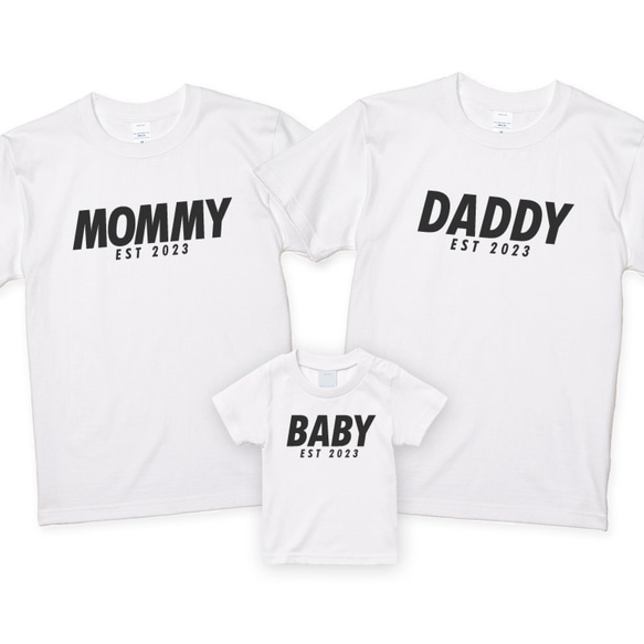 家族Tシャツ 3枚セット マタニティ ウェディングフォトに ファミリーTシャツ DADDY MOMMY BABY F04 1枚目の画像