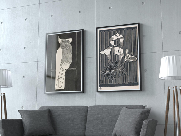 【NO.130】オランダカイウのモノクロアートポスター☆カラーリリー白黒ボタニカルレトロモダンおしゃれA1B5B2B1 11枚目の画像
