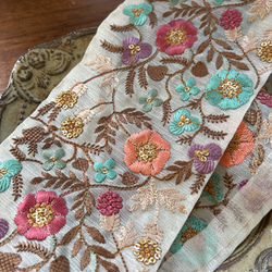 印度刺繡絲帶編織 10.5cm 寬米色 (34) 第2張的照片