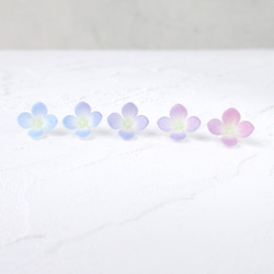 【再販】５色紫陽花の小さなピアス・イヤリング 4枚目の画像