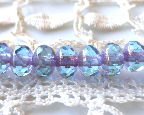 FP 水色紫 チェコビーズCzech Glass Beads10個 ビーズ bunako