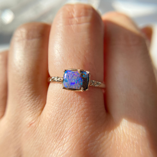 K10天然ボルダーオパールリング1.03ct☆17号☆オーストラリア