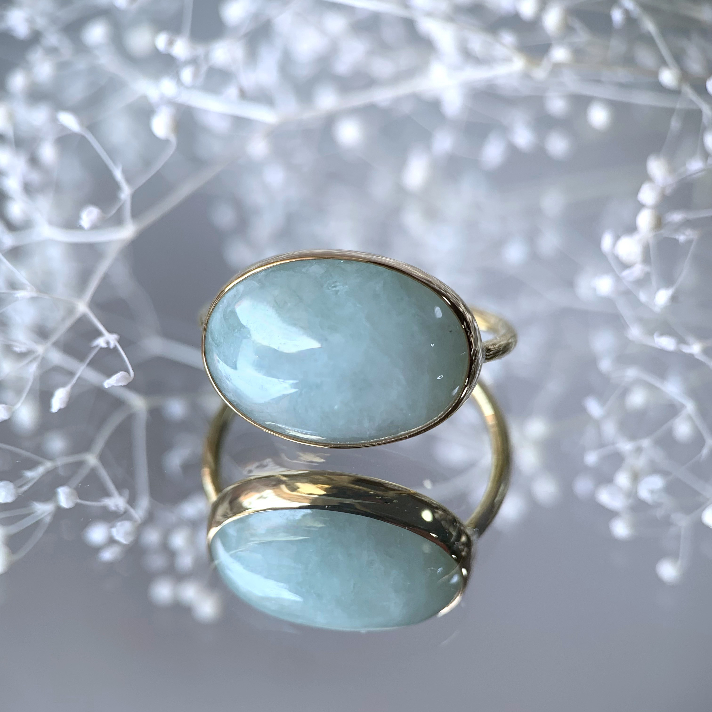 【受注製作】大粒 翡翠のリング（真鍮・silver）