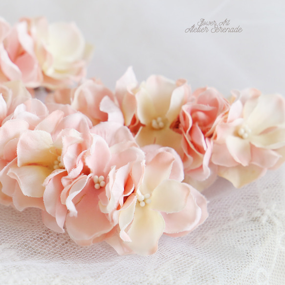 Floral barrette -peach pink 第3張的照片