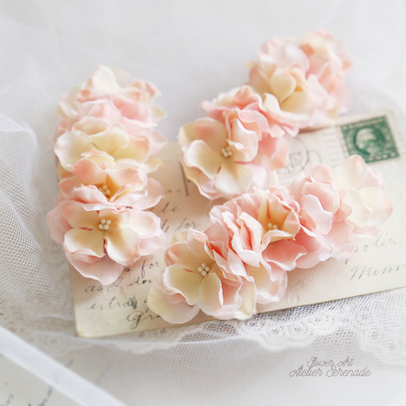 Floral barrette -peach pink 第4張的照片