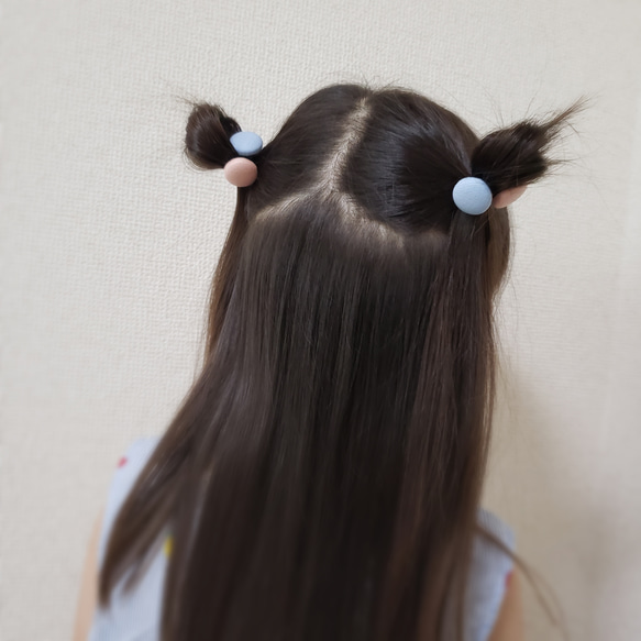 【2本セット】ゴムの付け替えができる パステルカラーのキッズヘアゴム 2枚目の画像