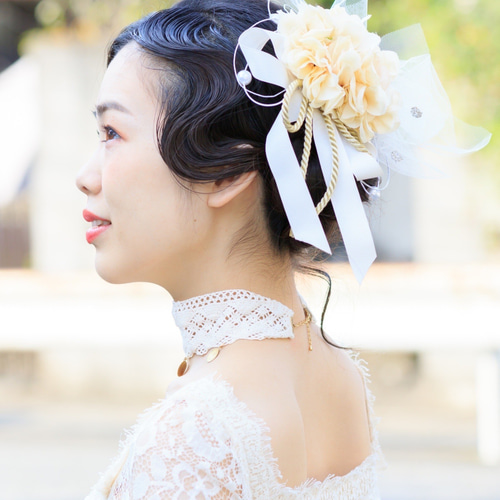 結婚式 ウエディング 成人式 振袖 和装髪飾り 白 花 純白の花嫁鞠 